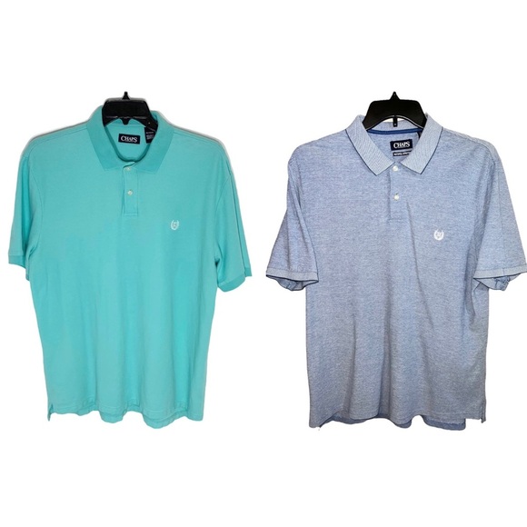 Chaps Polo Shirts Men’s Size XL Teal Blue Short Sleeve Casual Modern Lot Of 2 - Picture 1 of 9